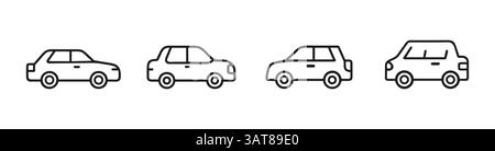 Outline car line icons set illustrations Stock Vector