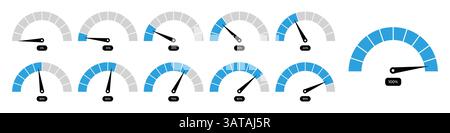 Percentage Speedometers icon set illustration eps Stock Vector