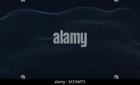 Abstract digital wave formed by glowing particles representing data flow technology network connectivity futuristic system communication motion Stock Vector