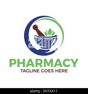Pharmacy Herbal Medical Medicine Logo Design Vector. Illustration EPS Stock Vector