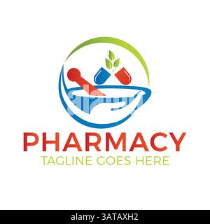 Pharmacy Herbal Medical Medicine Logo Design Vector. Illustration EPS Stock Vector