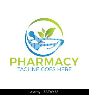 Pharmacy Herbal Medical Medicine Logo Design Vector. Illustration EPS Stock Vector
