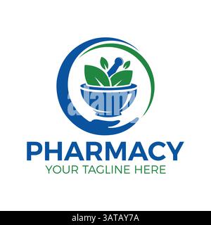 Pharmacy Herbal Medical Medicine Logo Design Vector. Illustration EPS Stock Vector