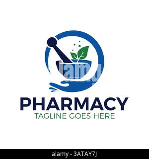 Pharmacy Herbal Medical Medicine Logo Design Vector. Illustration EPS Stock Vector