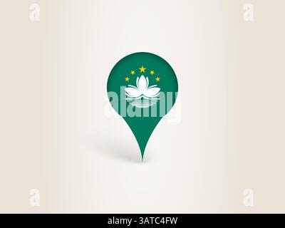 Pin Icon with Macau National Flag. Location Marker Icon. Stock Vector