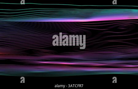 An artistic digital composition showcasing interconnected vibrant multicolored lines on a dark background. The modern abstract design creates a futuri Stock Photo