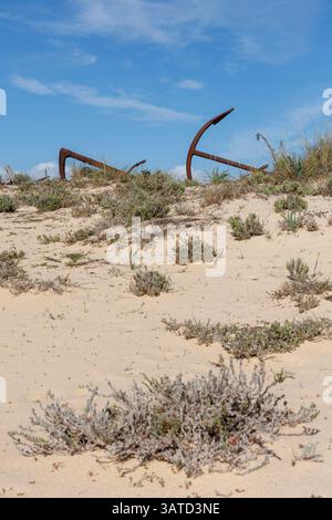 Barril beach anchor cemetery in Tavira, Portugal Stock Photo