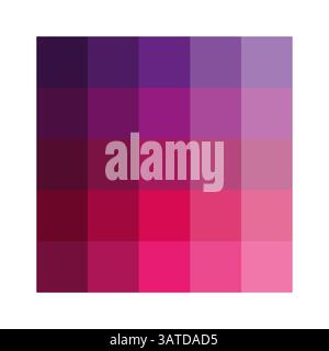 Purple color grid. Vibrant tone vector. Square palette pattern. Gradient block scheme Stock Vector
