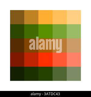 Warm color palette. Square tone layout. Red yellow green blocks. Gradient vector scheme. Stock Vector