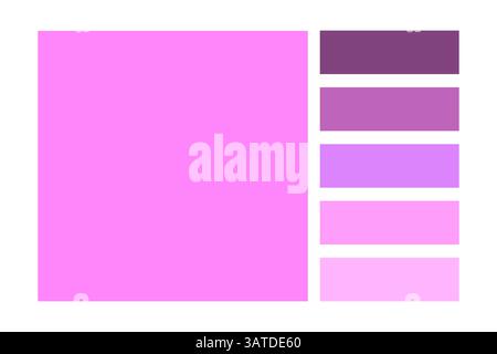Neon pink palette. Bright gradient swatch. Vector color block. Radiant hue scale. Stock Vector
