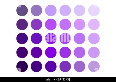 Purple circle palette. Gradient color dots. Round vector swatches. Violet tone pattern. Stock Vector