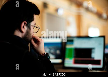 Overwinterer Domenico Mura is in charge of the operation and maintenance of the ASTEP telescope for the next 9 winter months. The telescope's mission Stock Photo