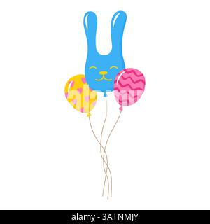 Bunch of balloons cartoon vector illustration. Festive decorative bundle patterned, hare shaped balloon. Vector design balloon for Valentines day card, Birthday celebration, party decoration clipart Stock Vector