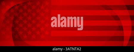 Vector illustration of the American flag in red colors with abstract stars and stripes, modern design for celebrations and national holidays. Stock Vector