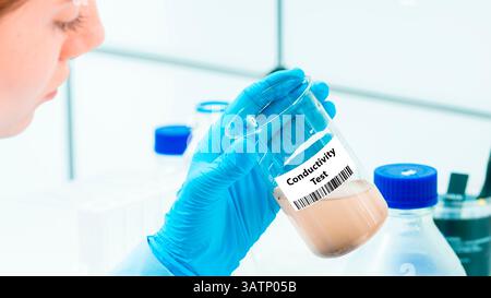 Conductivity test. Determines the electrical conductivity of water, indicating the level of dissolved salts. Stock Photo