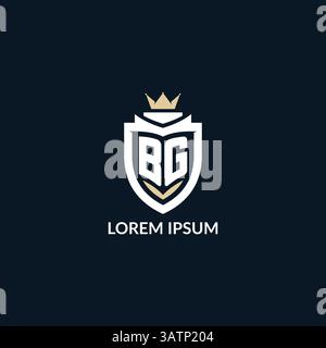 Initial letter BG shield and crown logo style, esport team logo design inspiration vector graphic Stock Vector