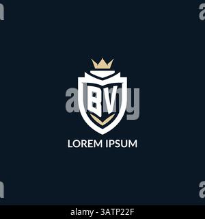 Initial letter BV shield and crown logo style, esport team logo design inspiration vector graphic Stock Vector