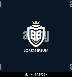 Initial letter BB shield and crown logo style, esport team logo design inspiration vector graphic Stock Vector