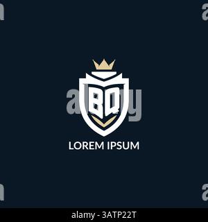 Initial letter BQ shield and crown logo style, esport team logo design inspiration vector graphic Stock Vector