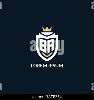 Initial letter BA shield and crown logo style, esport team logo design inspiration vector graphic Stock Vector