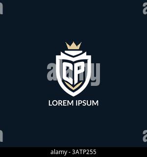 Initial letter CP shield and crown logo style, esport team logo design inspiration vector graphic Stock Vector