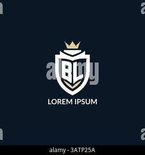 Initial letter BL shield and crown logo style, esport team logo design inspiration vector graphic Stock Vector