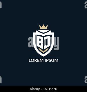 Initial letter BJ shield and crown logo style, esport team logo design inspiration vector graphic Stock Vector