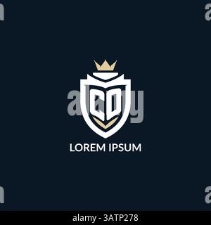 Initial letter CO shield and crown logo style, esport team logo design inspiration vector graphic Stock Vector
