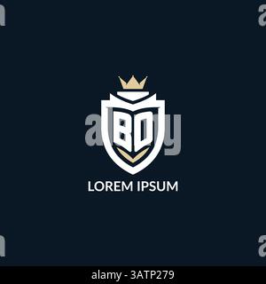 Initial letter BO shield and crown logo style, esport team logo design inspiration vector graphic Stock Vector
