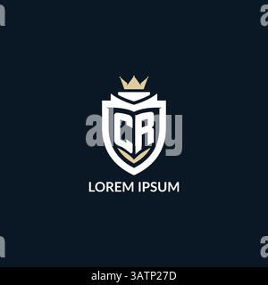 Initial letter CR shield and crown logo style, esport team logo design inspiration vector graphic Stock Vector