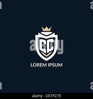 Initial letter CC shield and crown logo style, esport team logo design inspiration vector graphic Stock Vector