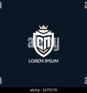 Initial letter CM shield and crown logo style, esport team logo design inspiration vector graphic Stock Vector
