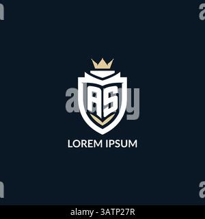 Initial letter AS shield and crown logo style, esport team logo design inspiration vector graphic Stock Vector