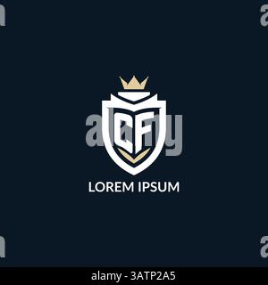 Initial letter CF shield and crown logo style, esport team logo design inspiration vector graphic Stock Vector