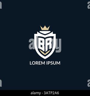 Initial letter BR shield and crown logo style, esport team logo design inspiration vector graphic Stock Vector