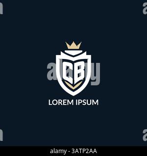 Initial letter CB shield and crown logo style, esport team logo design inspiration vector graphic Stock Vector