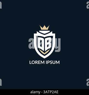 Initial letter DB shield and crown logo style, esport team logo design inspiration vector graphic Stock Vector