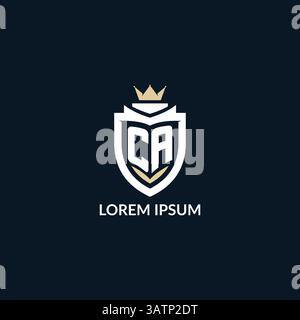 Initial letter CA shield and crown logo style, esport team logo design inspiration vector graphic Stock Vector