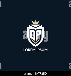 Initial letter DP shield and crown logo style, esport team logo design inspiration vector graphic Stock Vector