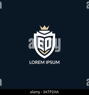Initial letter ED shield and crown logo style, esport team logo design inspiration vector graphic Stock Vector