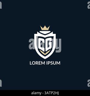 Initial letter CG shield and crown logo style, esport team logo design inspiration vector graphic Stock Vector