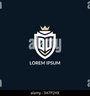 Initial letter DU shield and crown logo style, esport team logo design inspiration vector graphic Stock Vector