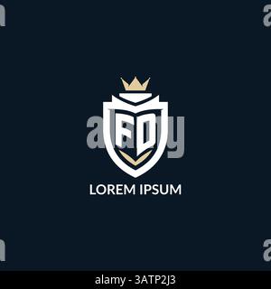 Initial letter FD shield and crown logo style, esport team logo design inspiration vector graphic Stock Vector