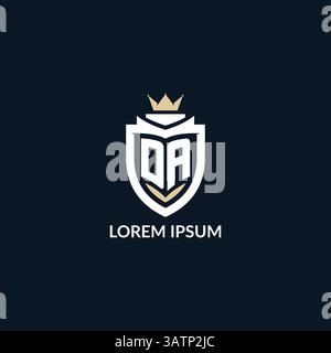 Initial letter DA shield and crown logo style, esport team logo design inspiration vector graphic Stock Vector