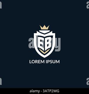 Initial letter EB shield and crown logo style, esport team logo design inspiration vector graphic Stock Vector