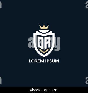 Initial letter DR shield and crown logo style, esport team logo design inspiration vector graphic Stock Vector