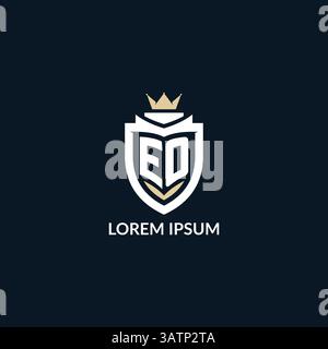 Initial letter EO shield and crown logo style, esport team logo design inspiration vector graphic Stock Vector