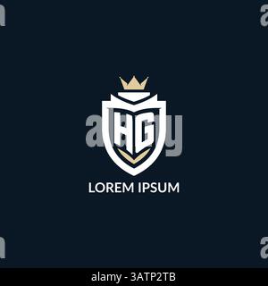 Initial letter HG shield and crown logo style, esport team logo design inspiration vector graphic Stock Vector