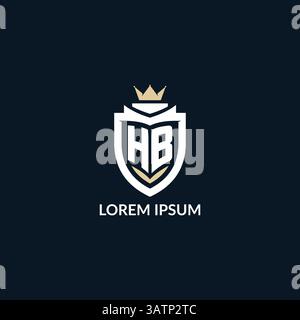 Initial letter HB shield and crown logo style, esport team logo design inspiration vector graphic Stock Vector