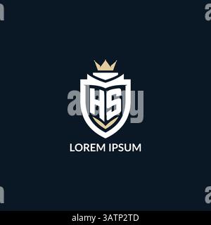 Initial letter HS shield and crown logo style, esport team logo design inspiration vector graphic Stock Vector
